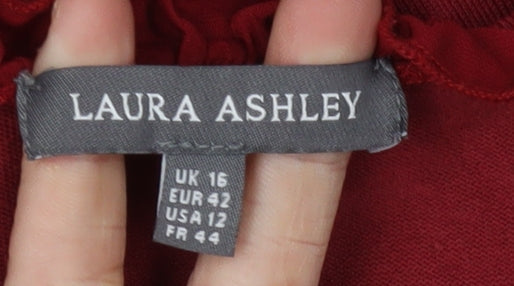 Laura Ashley Women's Red V-Neck 3/4 Sleeve Dress