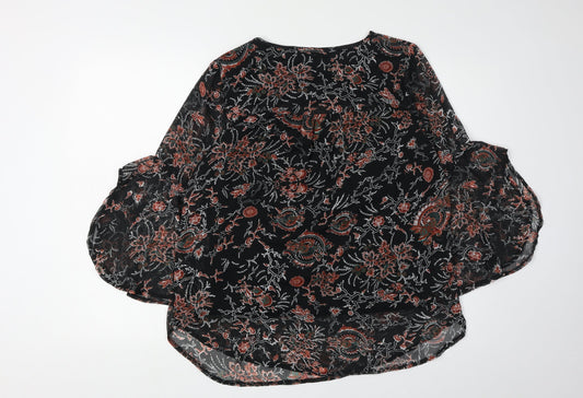 Womens UK Size 14 Klass Black Polyester Blouse