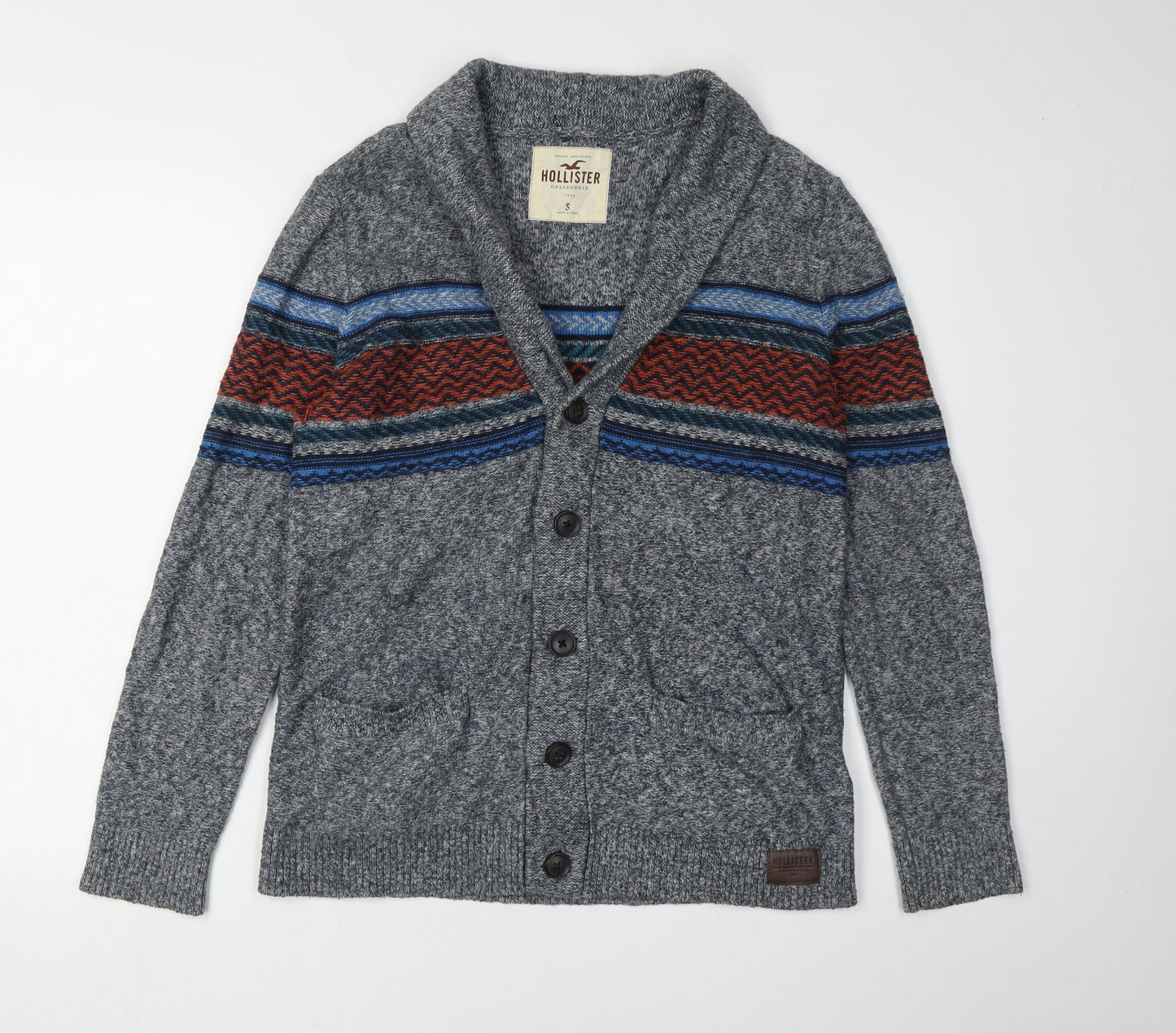 Hollister Men's Grey Cardigan, Size S, V-Neck, Buttons