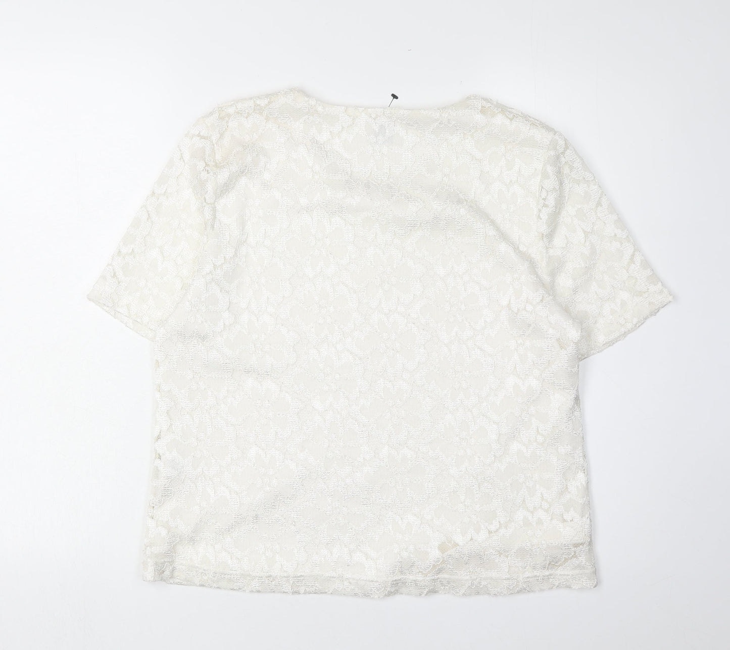 Eastex Women's Ivory Lace T-Shirt, Size 16, Casual Elegance