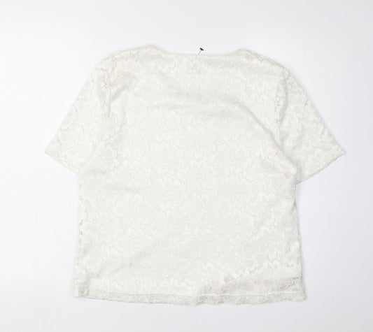 Eastex Women's Ivory Lace T-Shirt, Size 16, Casual Elegance