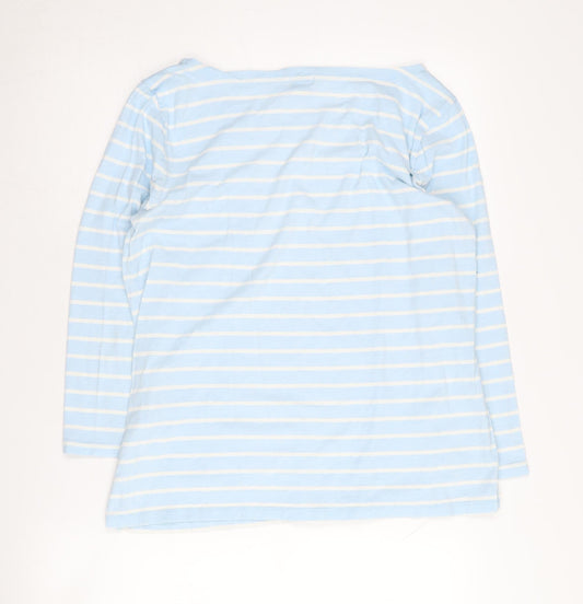 J.Crew Women's Blue Striped Boat Neck T-Shirt L