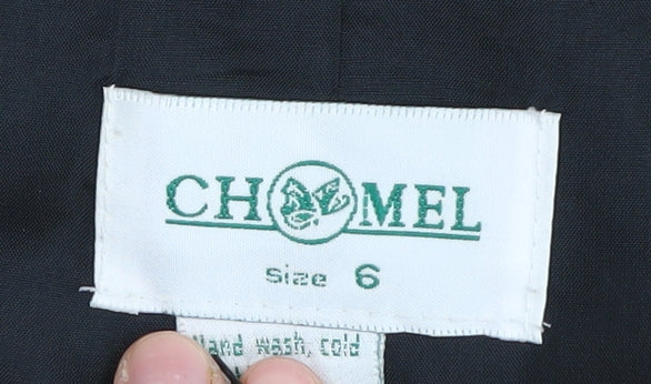 Close-up detail of CHOMEL Women’s Brown Check Blazer, size UK 6