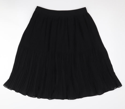 Marks and Spencer Black Pleated Midi Skirt Size 8