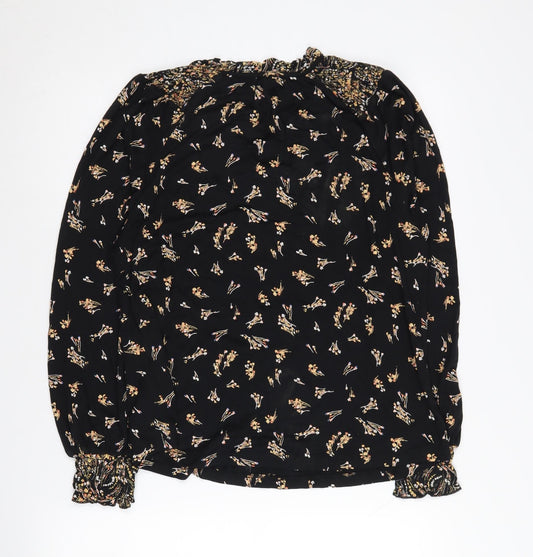 Fat Face Women's Black Floral Blouse Size 8