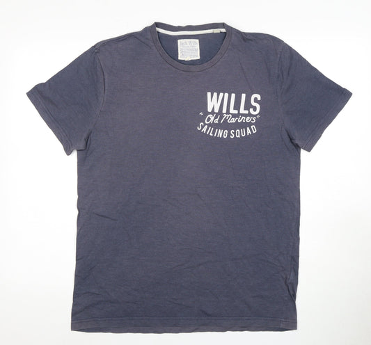 Jack Wills Men's Blue Crew Neck T-Shirt, Short Sleeve