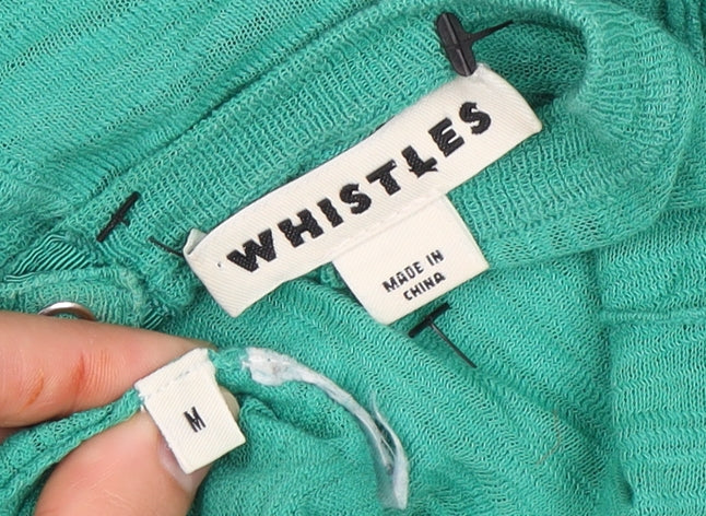 Whistles Women's Green 3/4 Sleeve Button Blouse M