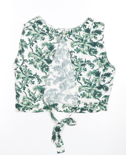 Jack Wills Women's Green Floral Sleeveless Top Size 10