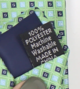 Brand and care label for Thomas Nash Green Geometric Men's Tie - Excellent Condition