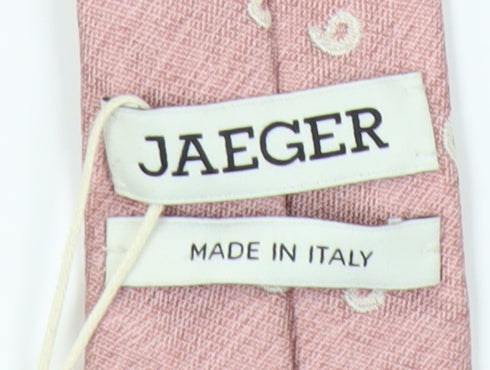 Close-up detail of Jaeger Men's Pink Slim Silk Paisley Tie