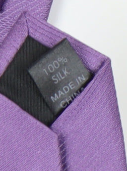 Brand and care label for Thomas Nash Men's Purple Silk Tie