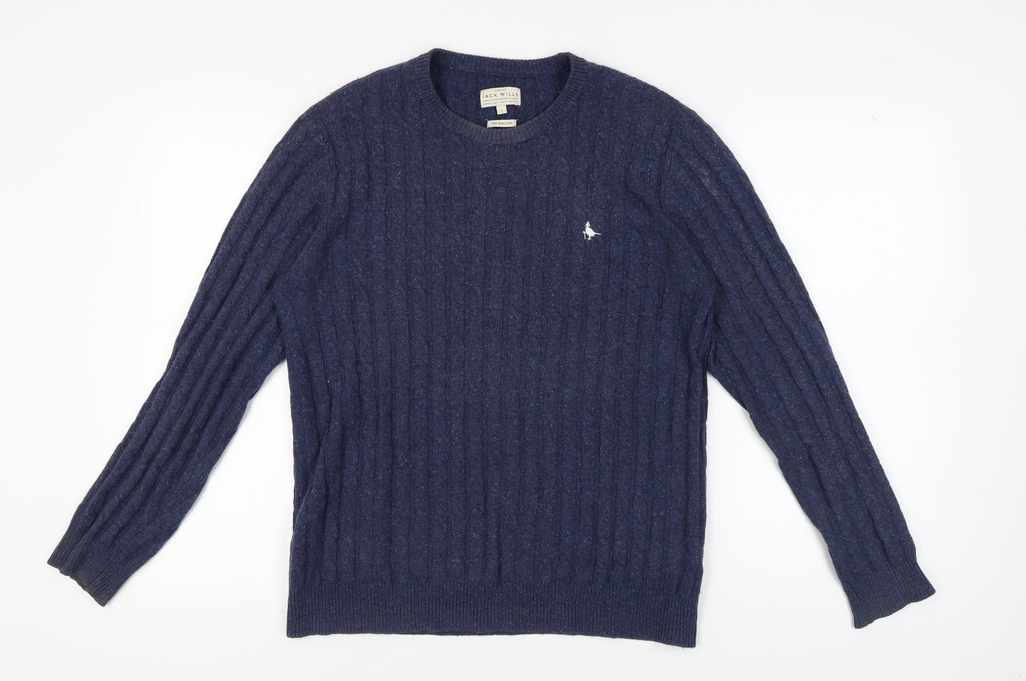 Jack Wills Men's Blue Cable-Knit Pullover Jumper S
