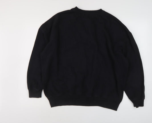 Pull&Bear Men's Black Medium Crew Neck Sweatshirt