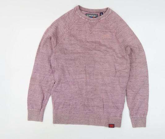 Unisex Adults UK S Regular Superdry Pink Pullover Sweatshirt
