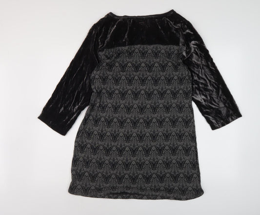 White Stuff Black Velvet Shift Dress Size 14