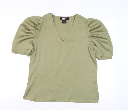 DKNY Women's Green Solid Top Polyester