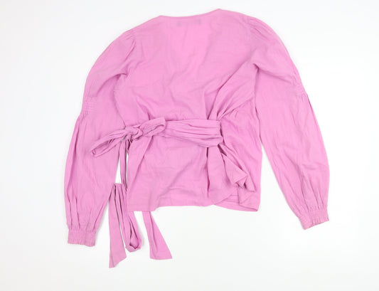Womens UK Size L VERO MODA Pink 100% Cotton Blouse