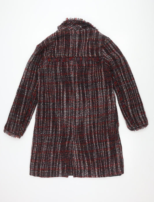 Bershka Women’s Multicoloured Check Tweed Coat - Size 6