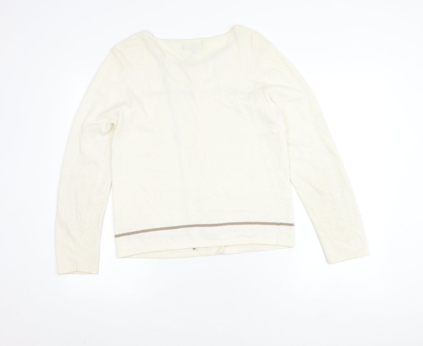 Paul Costelloe Women's Ivory Silk Wool Angora Cardigan