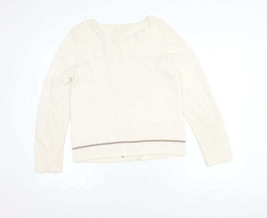 Paul Costelloe Women's Ivory Silk Wool Angora Cardigan