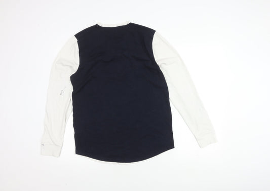 Hollister Men's White Long Sleeve Logo T-Shirt M