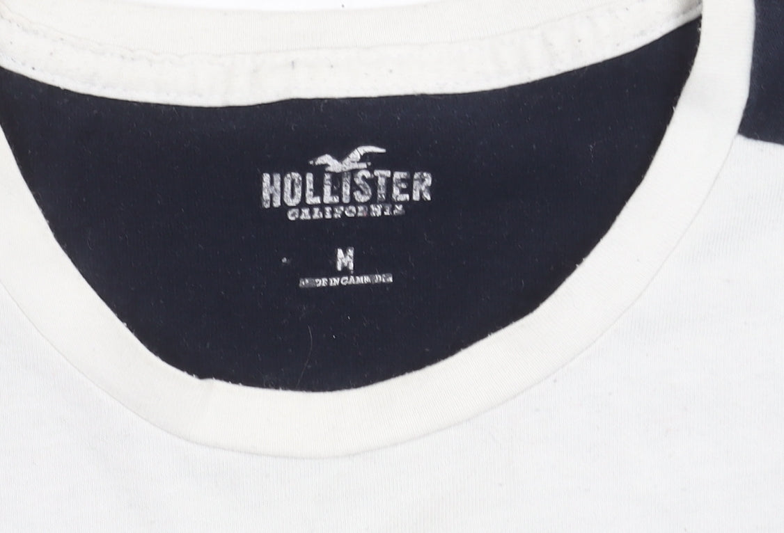 Hollister Men's White Long Sleeve Logo T-Shirt M