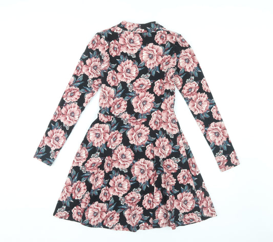 Hollister Floral A-Line Dress XS Multicolour Long Sleeve