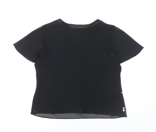 Womens UK Size 12 Jacques Vert Black Polyester Blouse