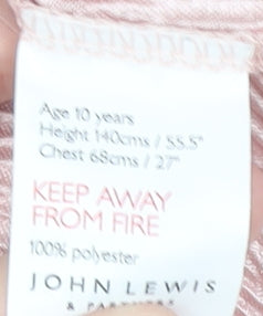 Brand and care label for John Lewis Gold girls’ t-shirt, 10 years, short sleeve