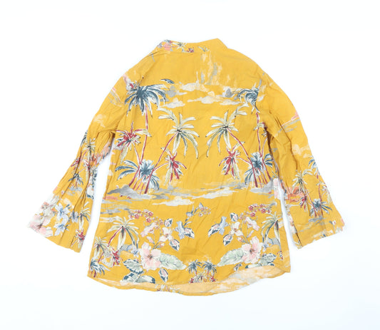 Womens UK Size S United Colors of Benetton Yellow 100% Cotton Blouse