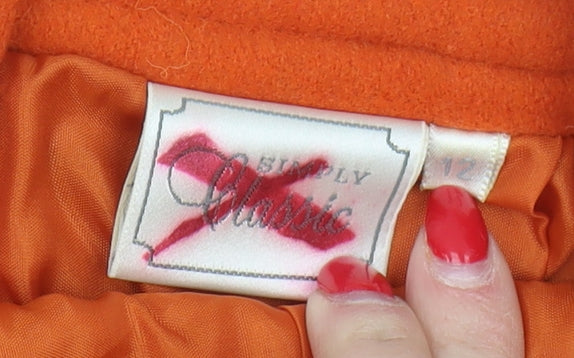 Simply Classic Women's Orange Wool Pencil Skirt 12