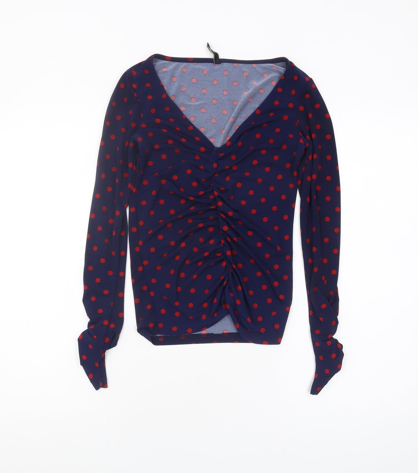 Stradivarius Women's Blue Polka Dot Long Sleeve Top S
