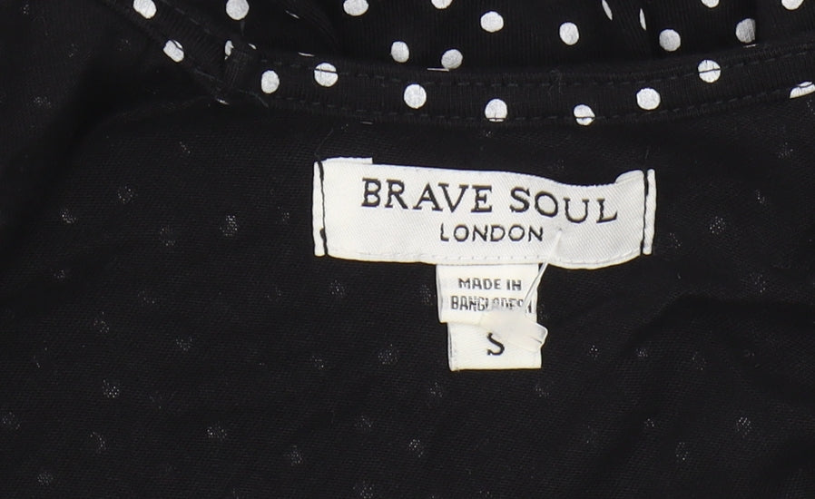 Brave Soul Women's Black Polka Dot Cotton Tank Top S