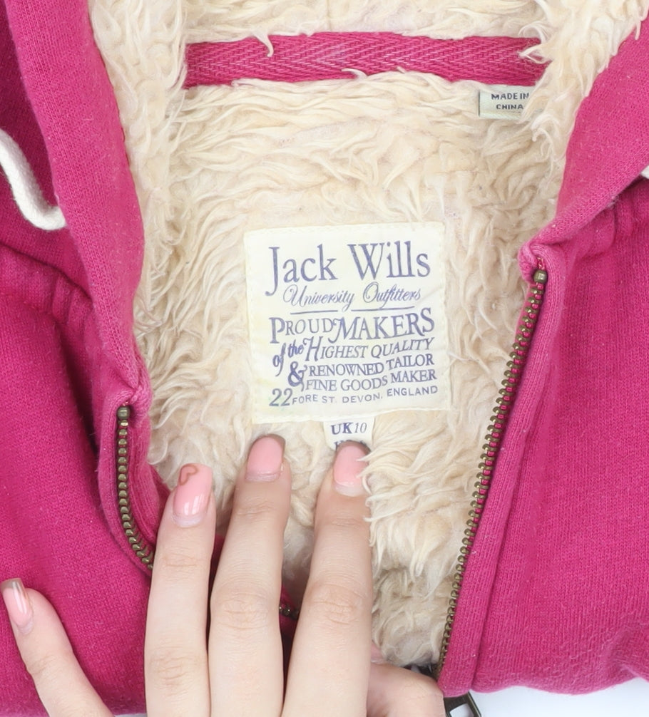 Jack Wills Women's Pink Hooded Jacket, Size 10 - Casual Winter Wear