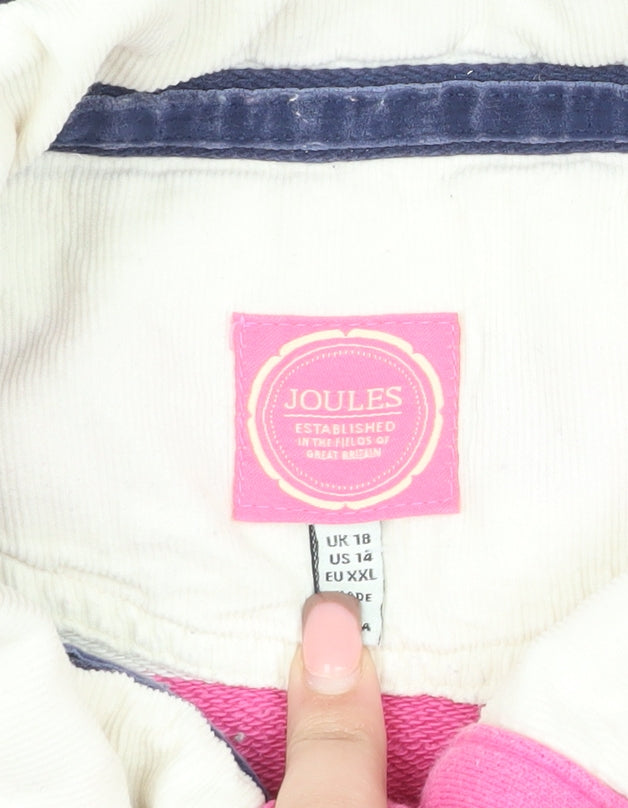 Joules Women Pink Stripe T-Shirt, Size 18, Cotton, Casual