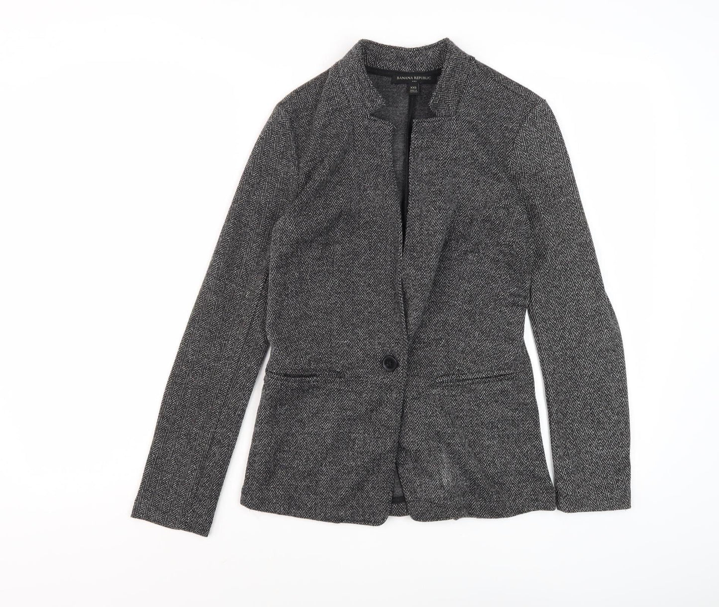 Banana Republic Women's Black Blazer, 2XS, Herringbone Business