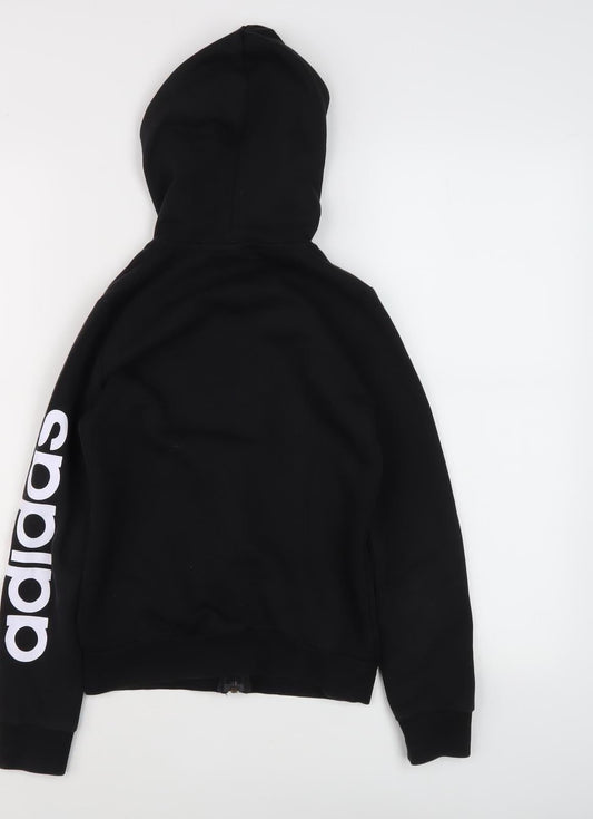 adidas Boys Black Full Zip Hoodie, 9-10 Years, Hooded