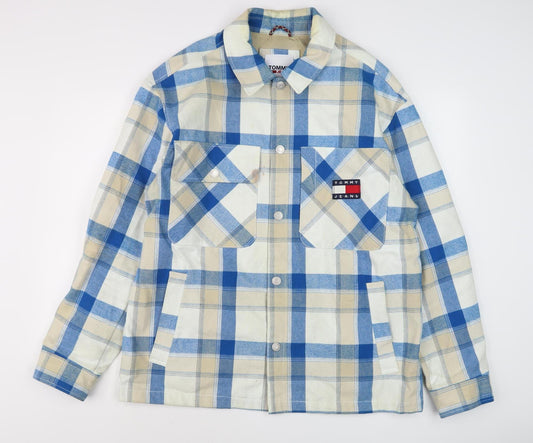 Tommy Jeans Men's Blue Plaid Casual Jacket, Size L