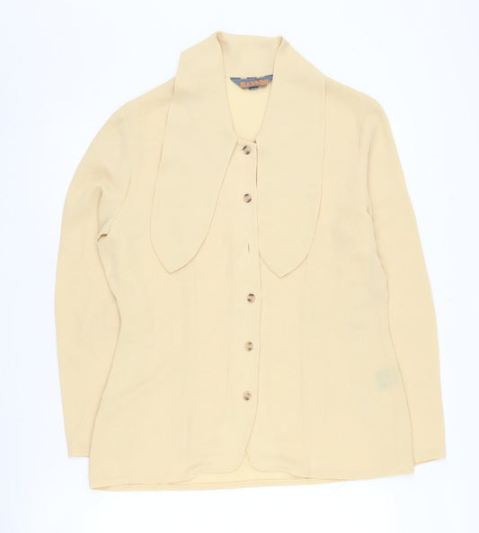 Womens UK Size 12 BASSINI Beige Polyester Button-Up