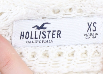 Hollister Women's Ivory Knit V-Neck Pullover Jumper XS