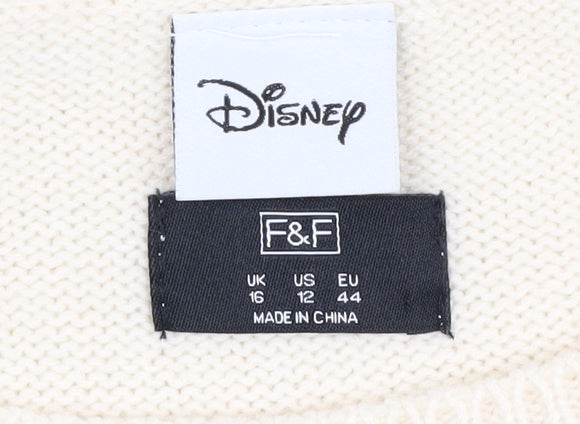 Disney Women's Beige Bambi Pullover Jumper UK 16