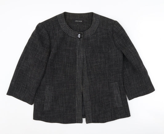 Jaeger Women's Black Blazer - Size 12, Elegant and Sophisticated