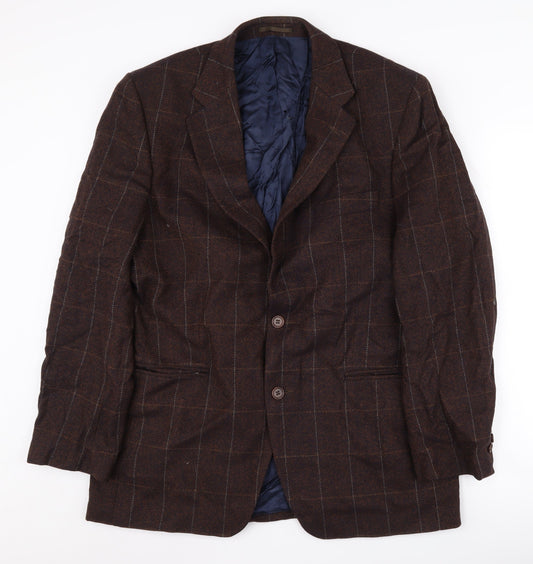 Magee Men's Brown Wool Blazer 40R Check Pattern