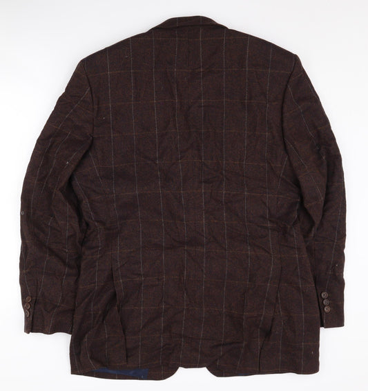 Magee Men's Brown Wool Blazer 40R Check Pattern