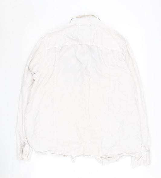 Unisex Adultss UK Size L Joe Browns White 100% Cotton Button-Up