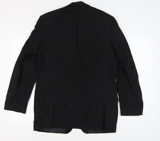 Jaeger Men's Black Blazer 42L Long Two-Button Jacket