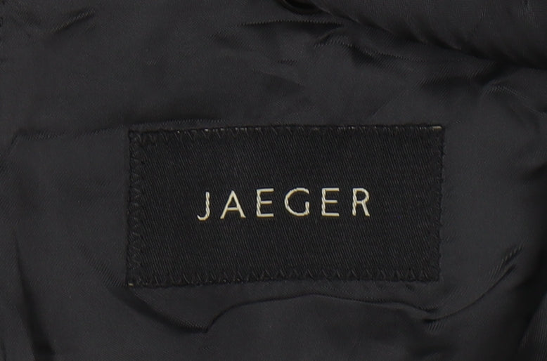 Jaeger Men's Black Blazer 42L Long Two-Button Jacket