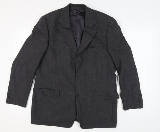 Jaeger Grey Men's Blazer Size 54R Regular Fit Wool Jacket