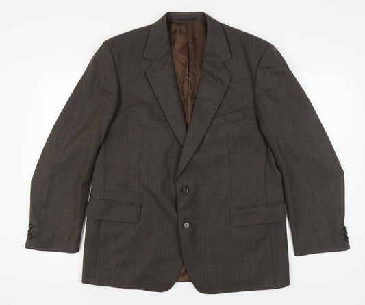 Magee Men's Brown Herringbone Wool Blazer Size 46R