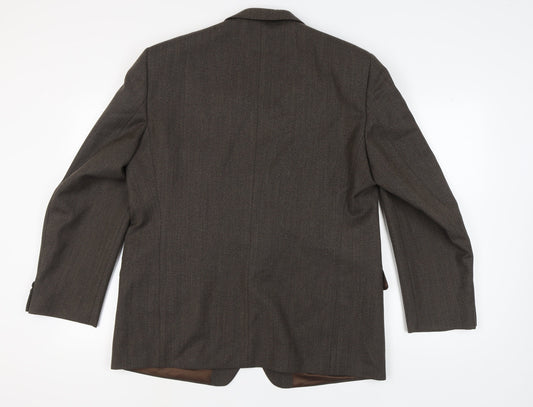 Magee Men's Brown Herringbone Wool Blazer Size 46R